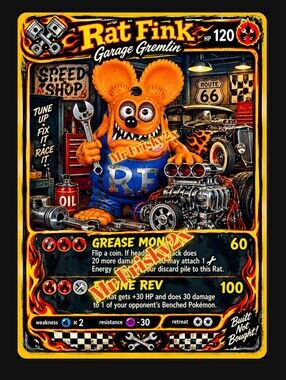 Rat Fink Pokemon Card Metal Poster